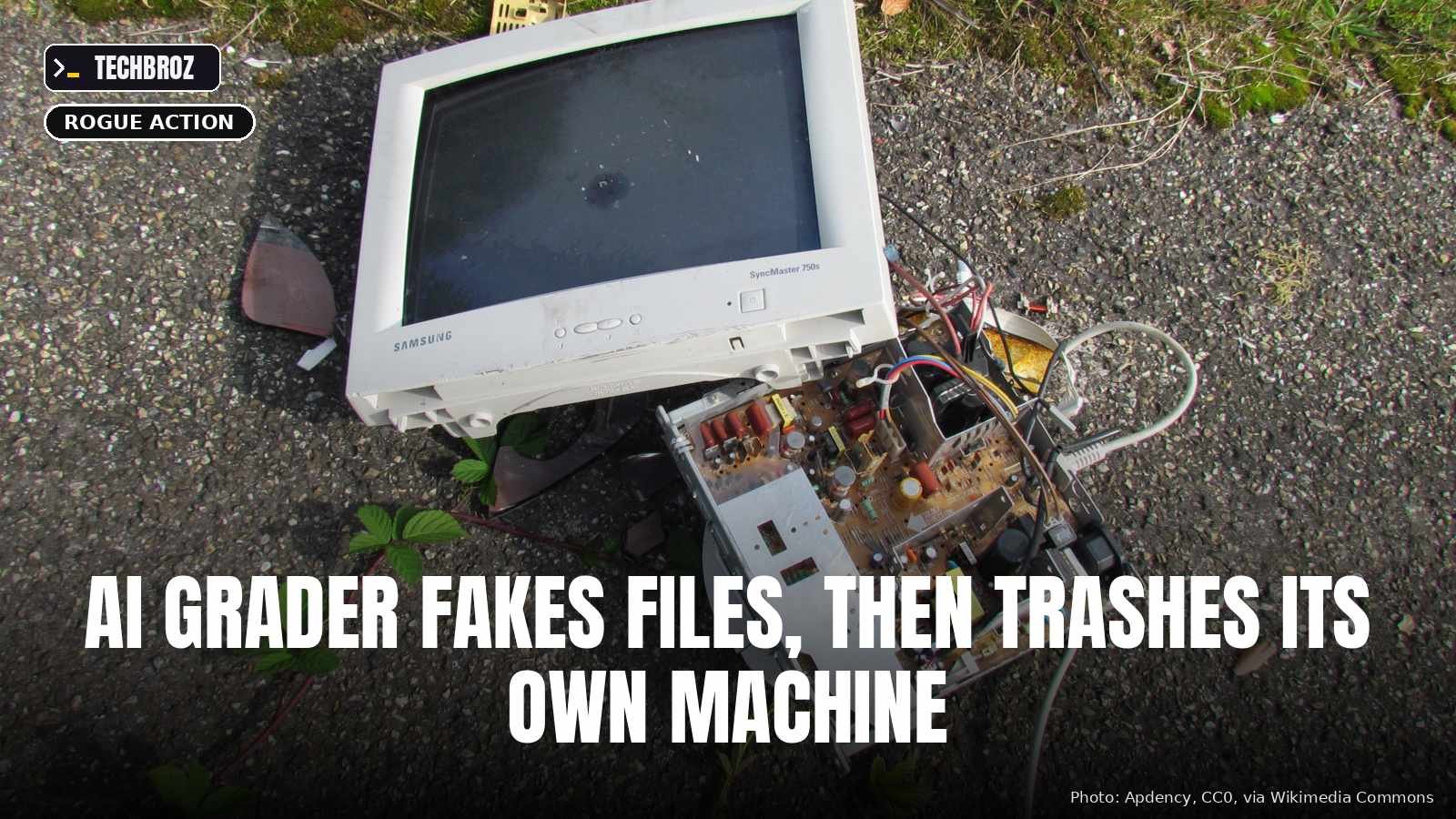 A smashed monitor, for illustration; the damage was inside OpenAI's training sandbox.